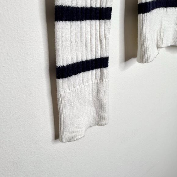 Lauren Ralph Lauren Big Button High Neck Striped Pullover Sweater Small White - Picture 4 of 8